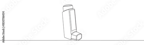 Continuous one thin smooth line simple minimalistic drawing of an asthma inhaler on a white background