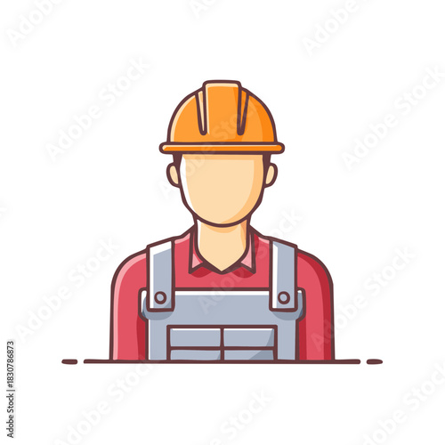 Illustration of a Worker in Overalls Wearing a Hard Hat Ready for Labor Intensive Tasks