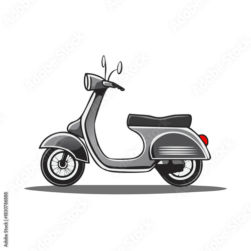 Vintage grey motor scooter side view vector illustration classic transportation vehicle design element