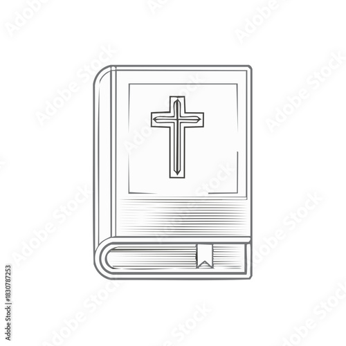 Religious Book with Cross Illustration for Christian Faith and Study