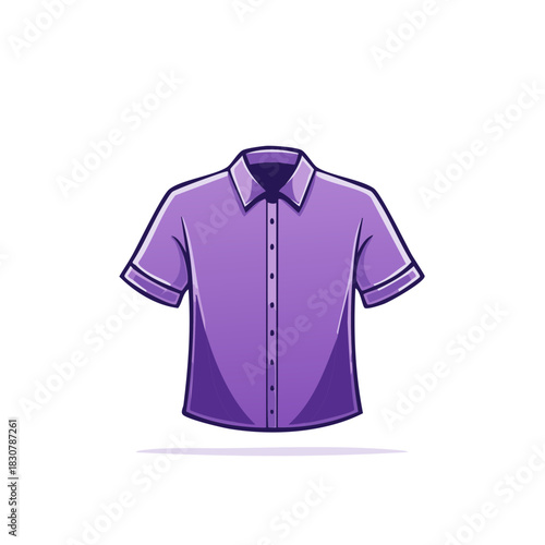 Casual Purple Short Sleeve Button Down Shirt Vector Icon Illustration