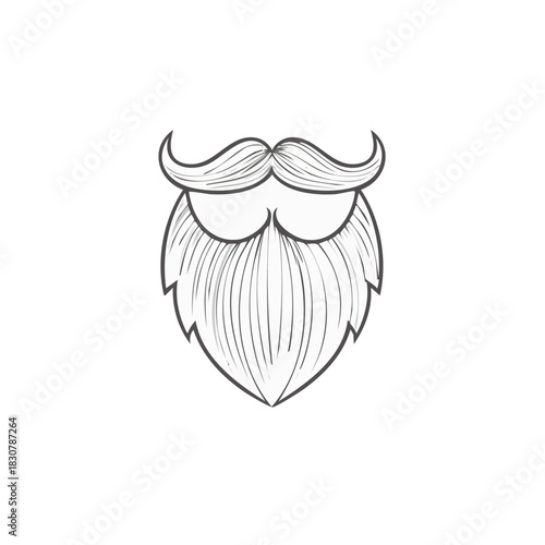 Stylish hand drawn mustache and beard illustration retro male facial hair grooming fashion icon