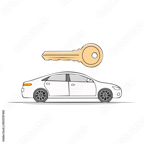 Car and Key Illustration Symbolizing Ownership and Transportation Services