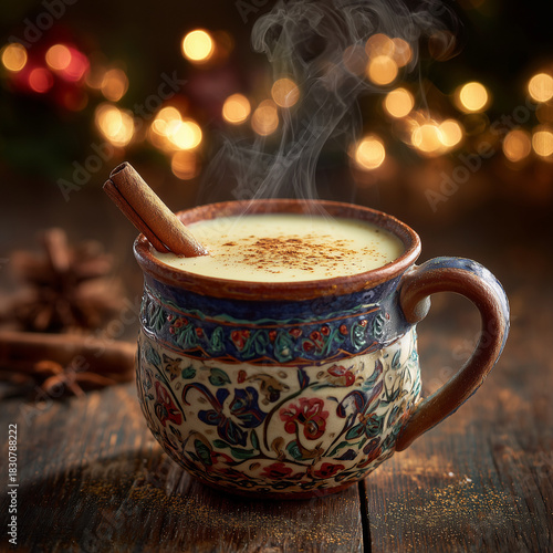 eggnog in festive mug 