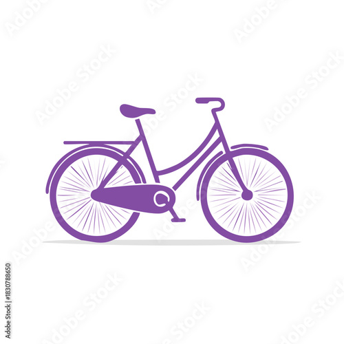 Simple Purple Bicycle Silhouette with Retro Styling and Luggage Rack