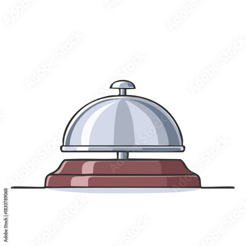 Vector illustration of a classic hotel reception service bell on a wooden base