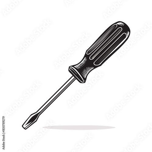 Classic flathead screwdriver tool vector illustration for construction and repair work