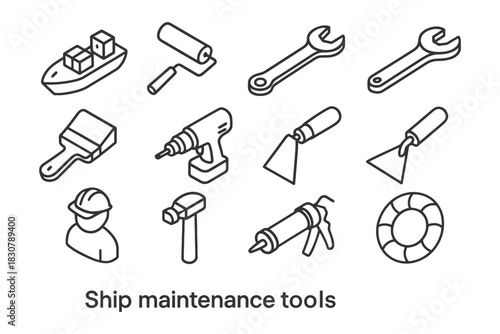 Ship maintenance tools: essential items for repair and upkeep in nautical settings.