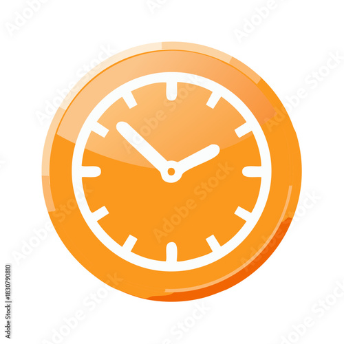 Vibrant orange clock face with white hands depicting abstract time concept and deadline