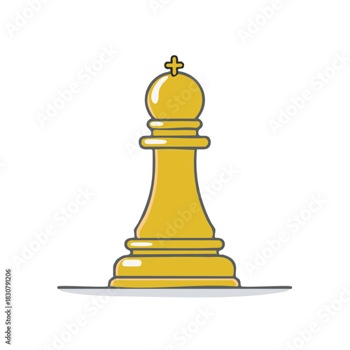 Golden Chess Bishop Piece Icon Vector Illustration for Strategic Thinking and Board Games