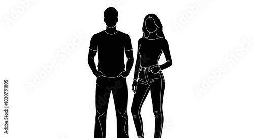 Silhouettes of a man and woman standing together, representing partnership and unity
