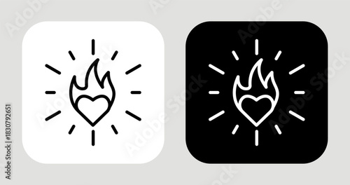 Burning Desire Icon In Black and White Line Style