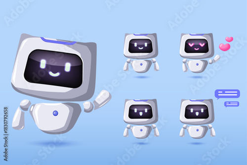  AI communication and virtual support. Concept of AI and machine learning. Vector illustration