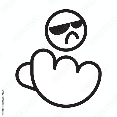 get out, step aside symbol, thumb, vector illustration 