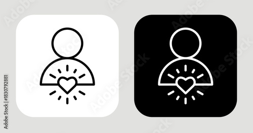 Passion Radiance Icon In Black and White Line Style