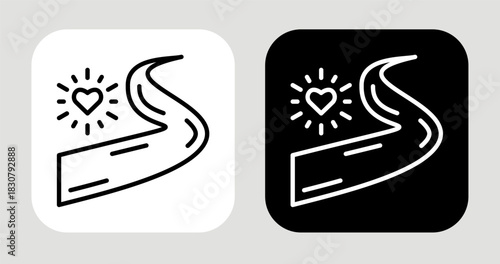 Flow of Passion Icon In Black and White Line Style