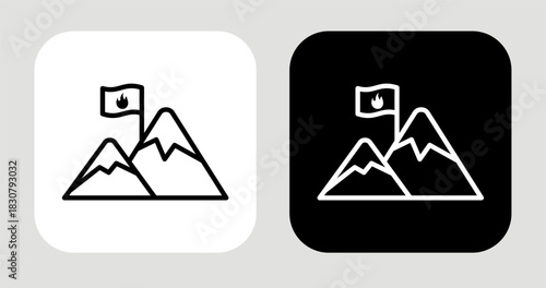 Burning Goal Icon In Black and White Line Style