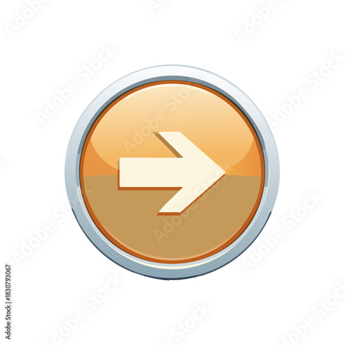 Free Download Glossy orange and silver round button with a right arrow symbol for next or forward direction - GFXLoad