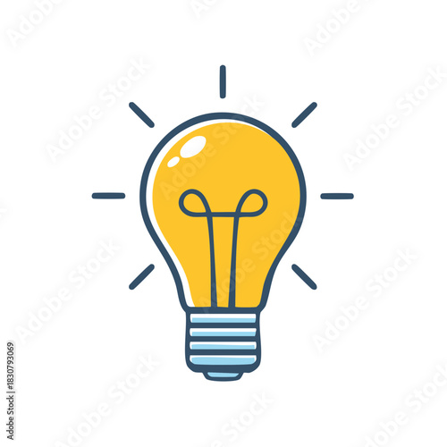 Yellow lightbulb illuminating brightly representing concept inspiration and innovation creativity