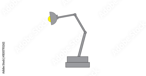 Desk Lamp Vector Illustration – Adjustable Study Light Icon in Flat Design	