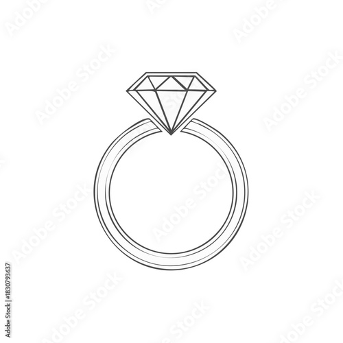 Diamond Ring Outline Design Illustration Romance Jewelry Celebration