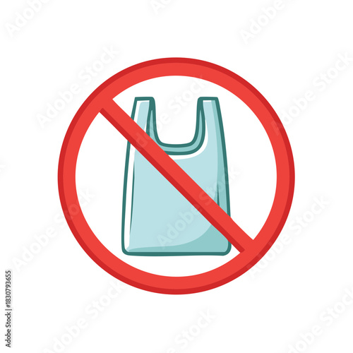 No Plastic Bags Vector Icon for Zero Waste and Anti Pollution Campaigns