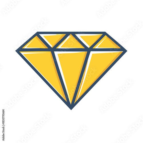 Simple yellow diamond gemstone illustration valuable treasure icon
