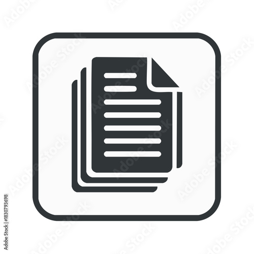 File Documents Icon - Pages Stack, Curled Corner, Data, Reports and Paperwork