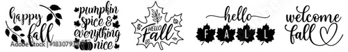 Fall Autumn Lettering Quotes Bundle — Happy Fall, Hello Fall, Pumpkin Spice, Welcome Fall Calligraphy Phrases
