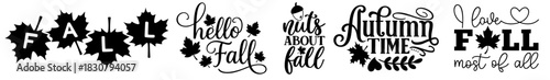 Fall Quotes & Autumn Lettering Bundle — Hello Fall Phrases, Leaf Silhouettes, Cozy Autumn Vibes Calligraphy Set