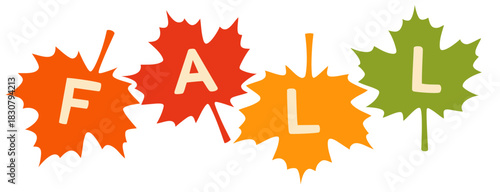 Fall Leaf Letters. Autumn Maple Leaves Typography Word