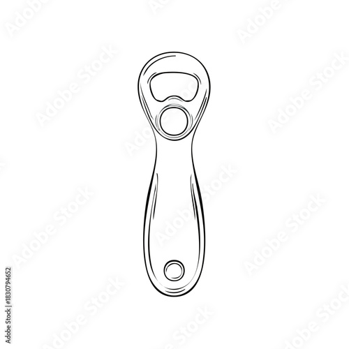 Bottle Opener Illustration Simple Outlined Drawing Kitchen Utensil