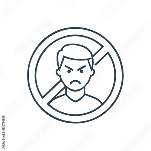 Stop Angry Person Icon Negative Emotion Symbol Prohibition Sign