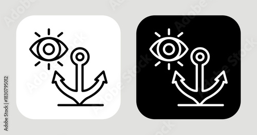 Vision Anchor Icon In Black and White Line Style