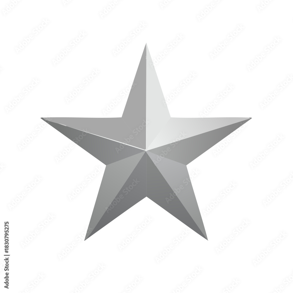 Obraz premium Shiny Metallic Silver Star Object Symbol with Geometric Structure and Angular Points