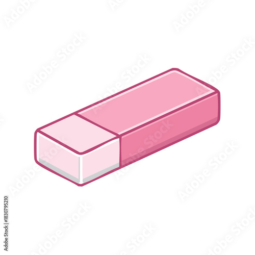 Simple pink rubber eraser stationery office school supply for correcting writing mistakes vector illustration
