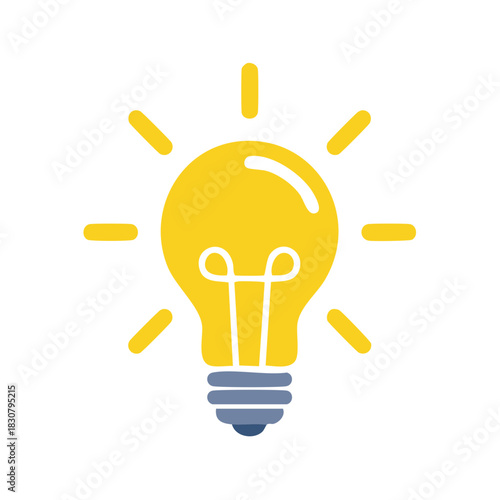 Bright yellow light bulb icon for innovative ideas and creative solutions