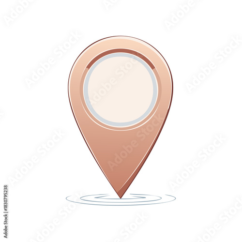 Stylish rose gold location map pin marker icon indicating a destination point for travel and navigation