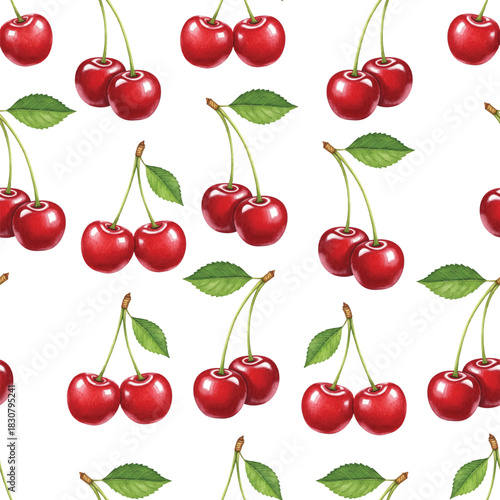 seamless background with cherries