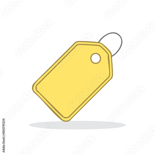 Simple blank yellow tag label with round hole for retail sales and shopping offers marketing