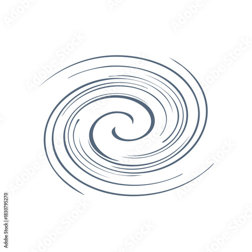 Abstract swirl lines graphic design element in blue on white background