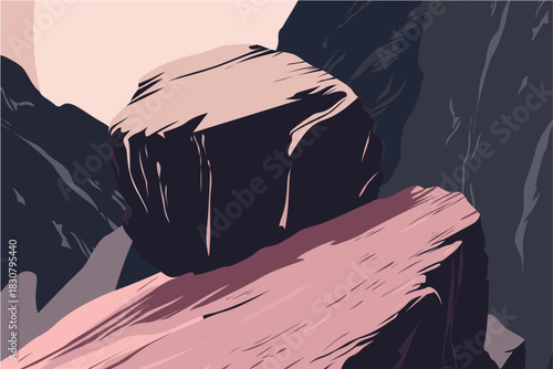 Mountain Peak, Road, Moon, Sky, Sunset, Success, Business, Mountain, Mindset, Artwork, Vector
