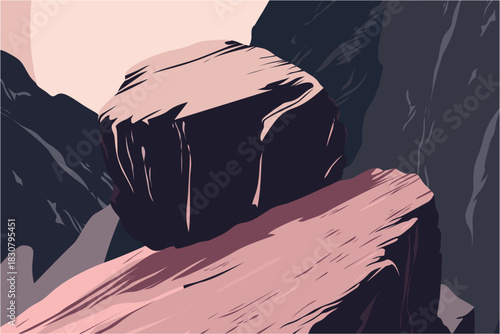 Mountain Peak, Road, Moon, Sky, Sunset, Success, Business, Mountain, Mindset, Artwork, Vector
