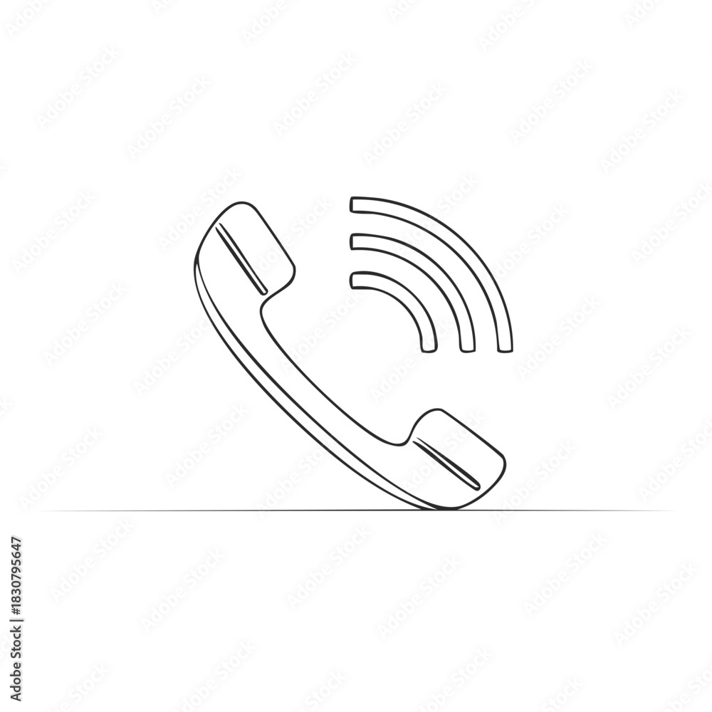 Fototapeta premium Old fashioned telephone handset with sound waves indicating an incoming call or communication signal