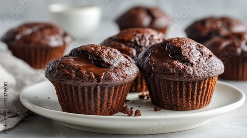 Chocolate muffins lava dessert closeup
