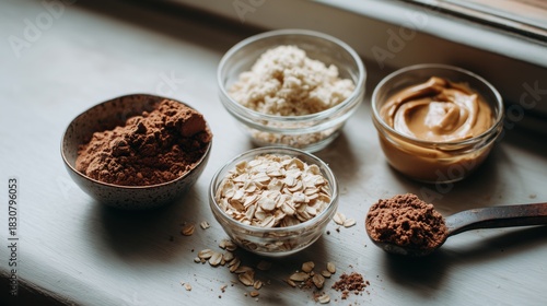 Breakfast oats cocoa peanut butter mix