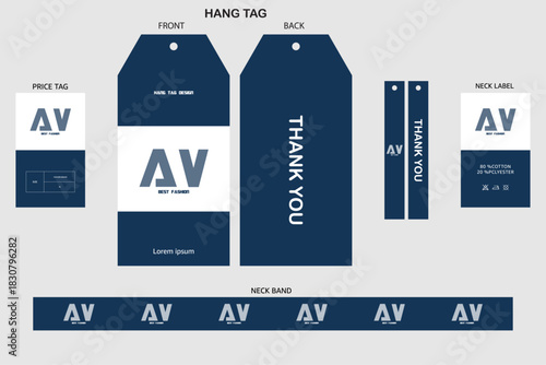 Hang tag clothing label set design template	