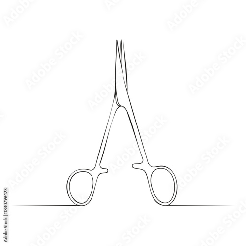 Continuous line art of surgical forceps medical instrument minimalist illustration