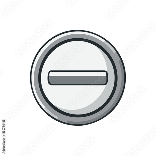 Gray round minus button symbol for reduction removal and negative value concept