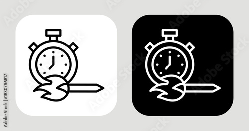 Ignite Start Icon In Black and White Line Style
